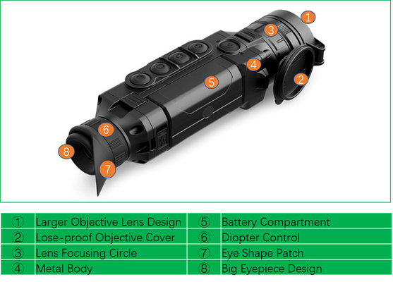 Monocular νυχτερινής όρασης 1800m θερμικό, Monocular θερμικής λήψης εικόνων για το κυνήγι